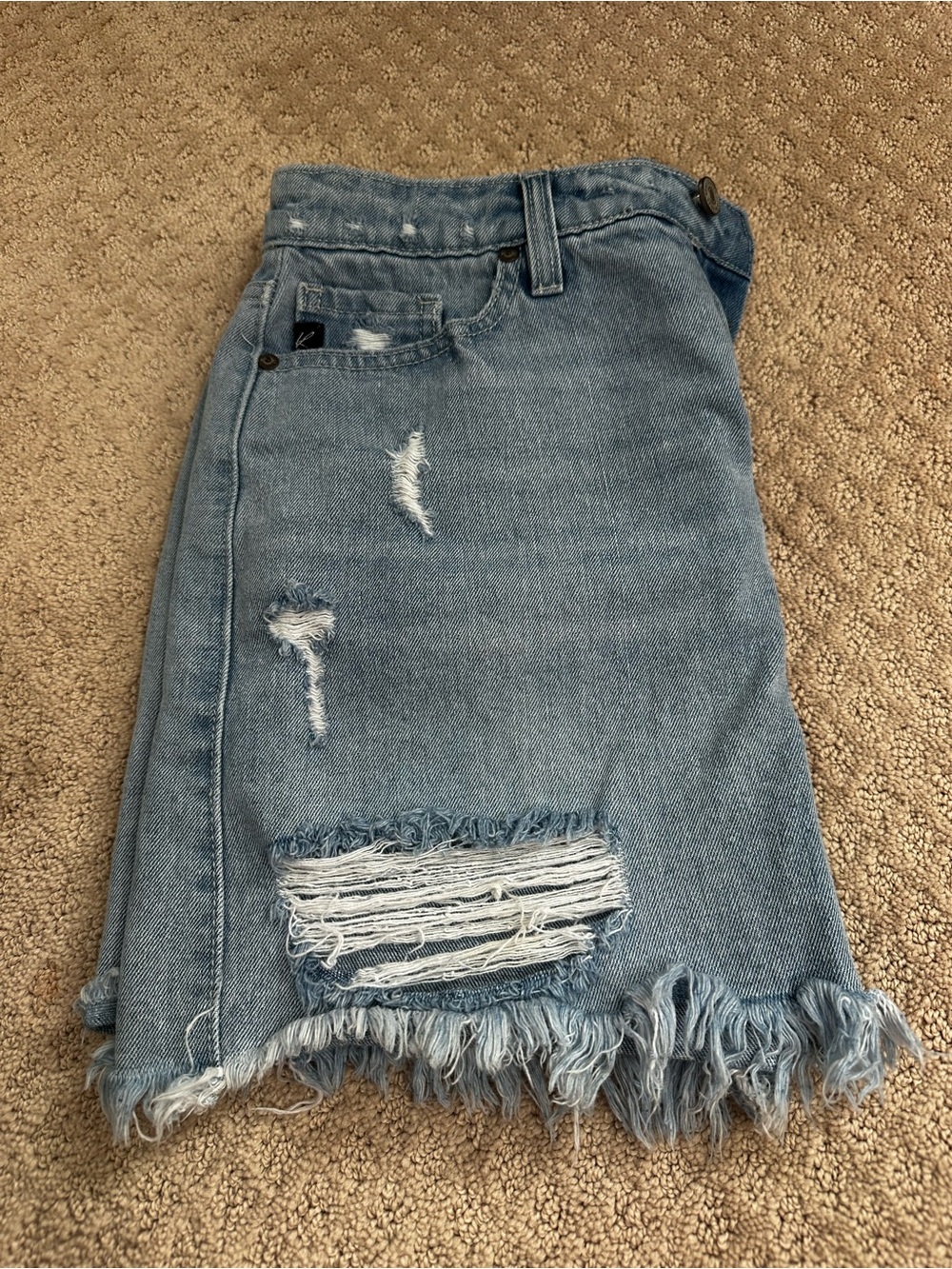 KanCan Light Blue Distressed Denim Mini Skirt